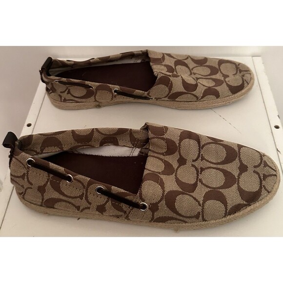 Coach Signature Canvas Espadrille Slip On Shoes Brown Tan Women’s Size 7.5 - Picture 4 of 8